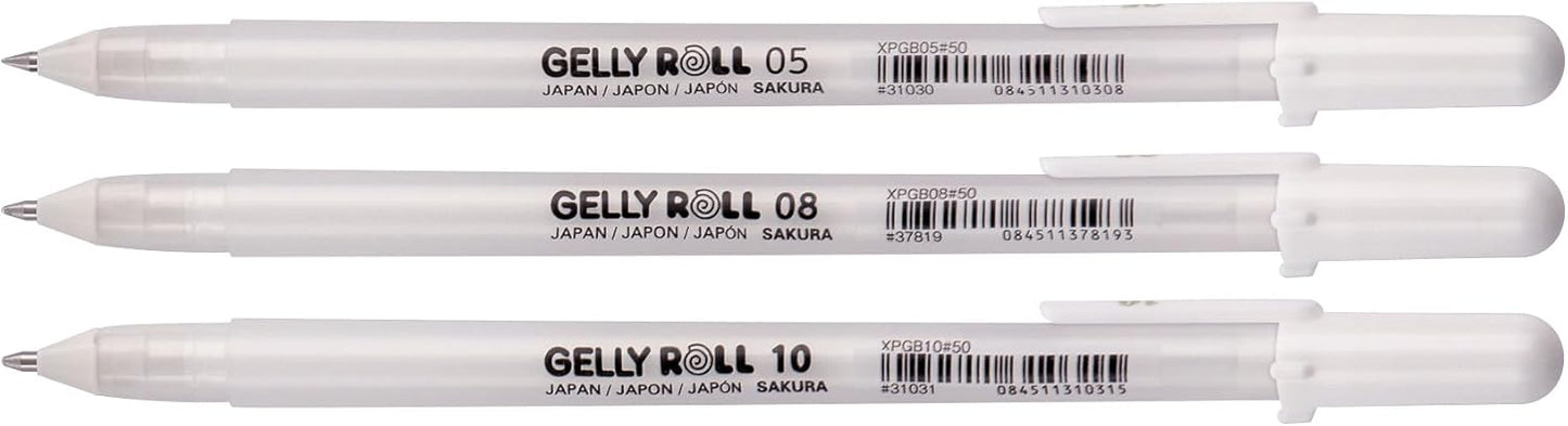 SAKURA - Gelly Basic White Gel Roller Pen- 05-08 - 10 - Set 3