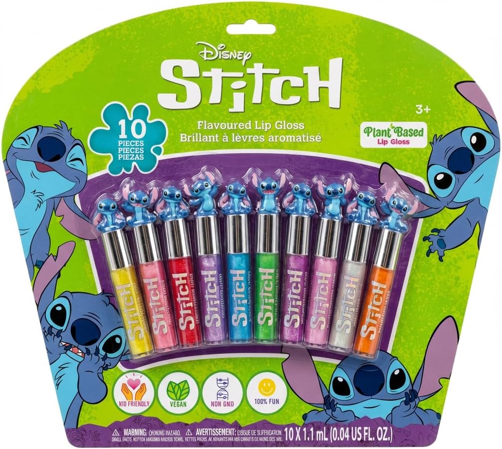 Kids Disney Stitch plant-based lip gloss set - 10 pieces