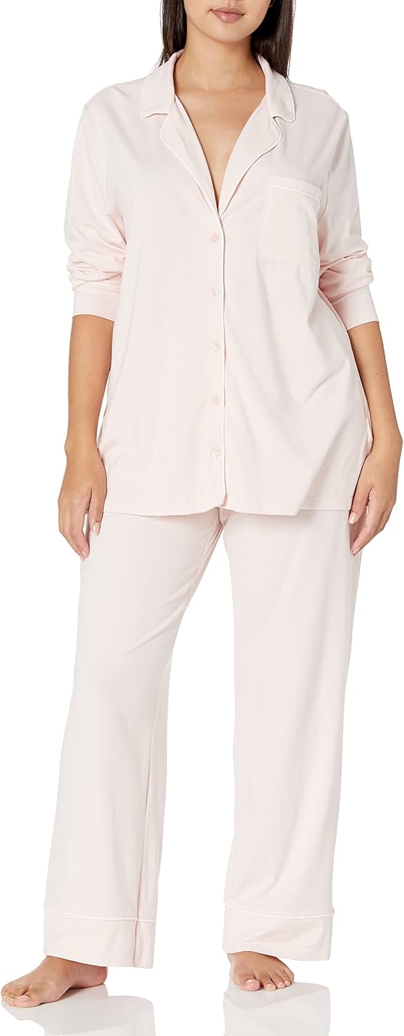 Amazon Essentials women’s cotton modal long-sleeve top and full-length bottom pajama set