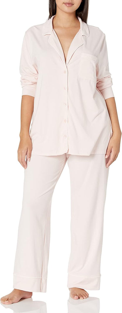 Amazon Essentials women’s cotton modal long-sleeve top and full-length bottom pajama set