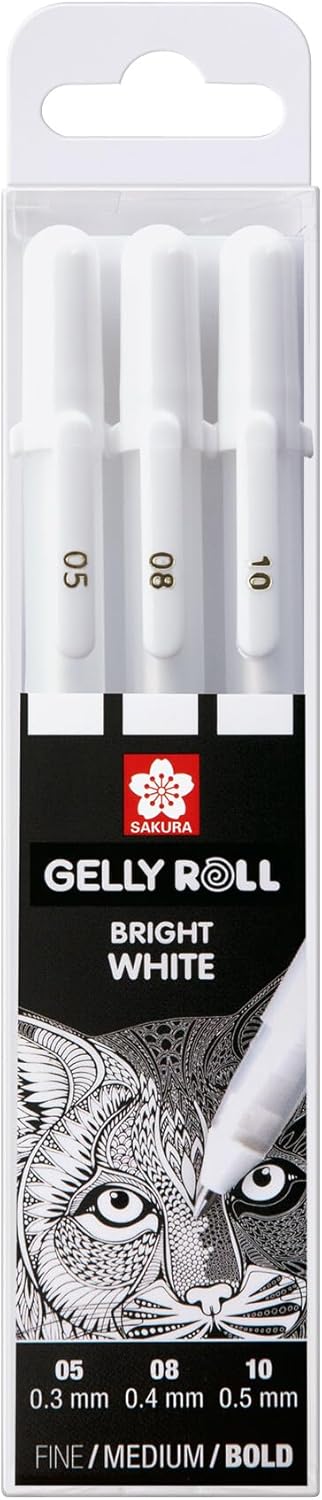 SAKURA - Gelly Basic White Gel Roller Pen- 05-08 - 10 - Set 3