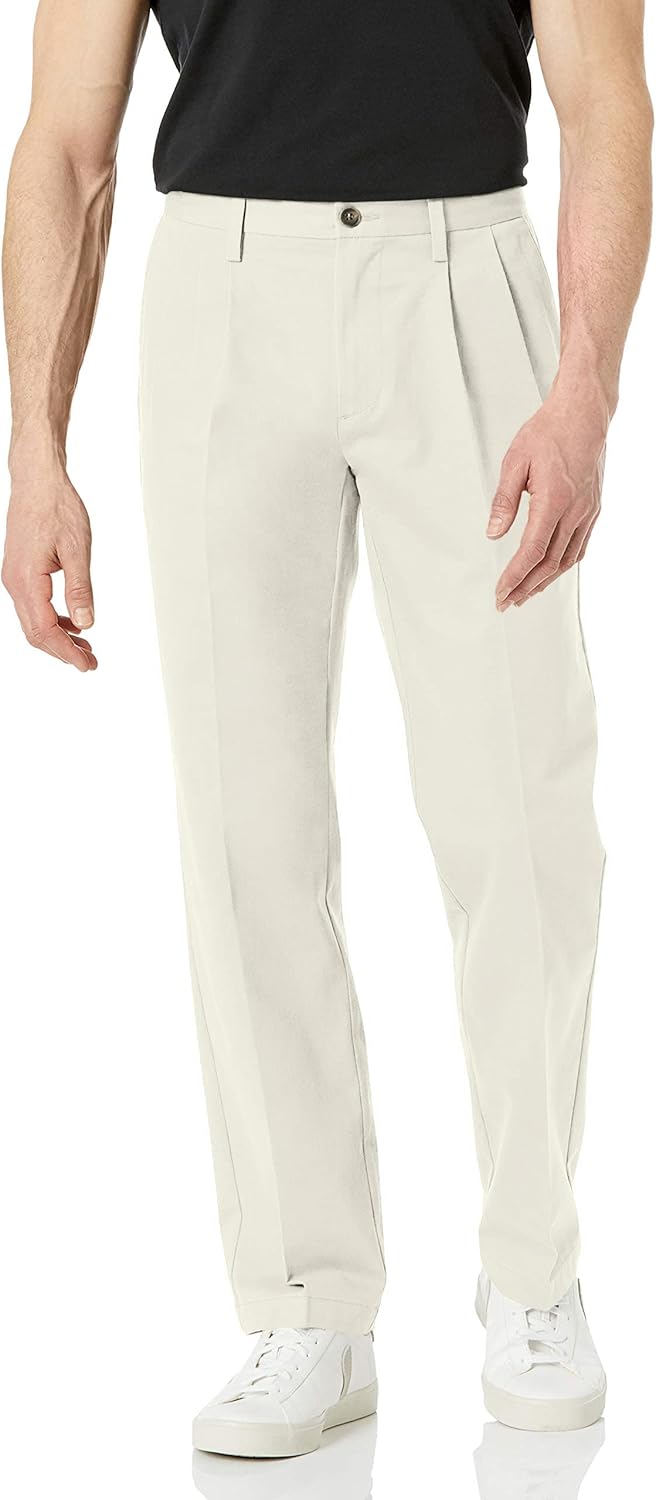 Amazon Essentials men’s classic-fit wrinkle-resistant pleated chino pants