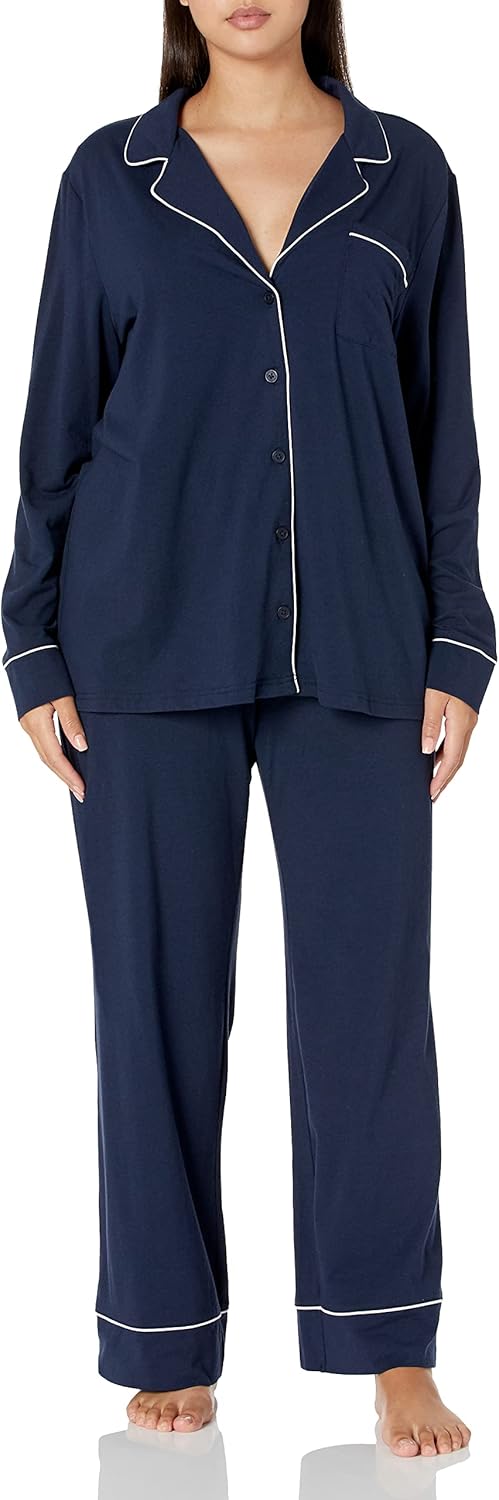 Amazon Essentials women’s cotton modal long-sleeve top and full-length bottom pajama set