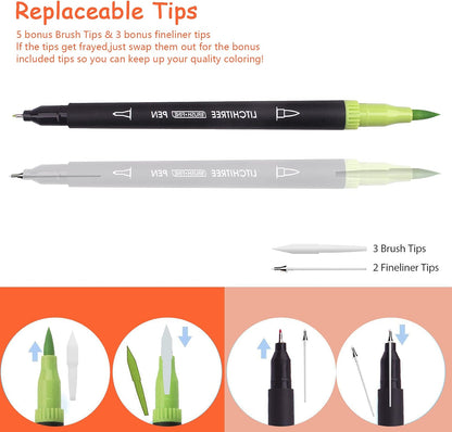 Laconile 72 Brush Marker Pens Dual Tip