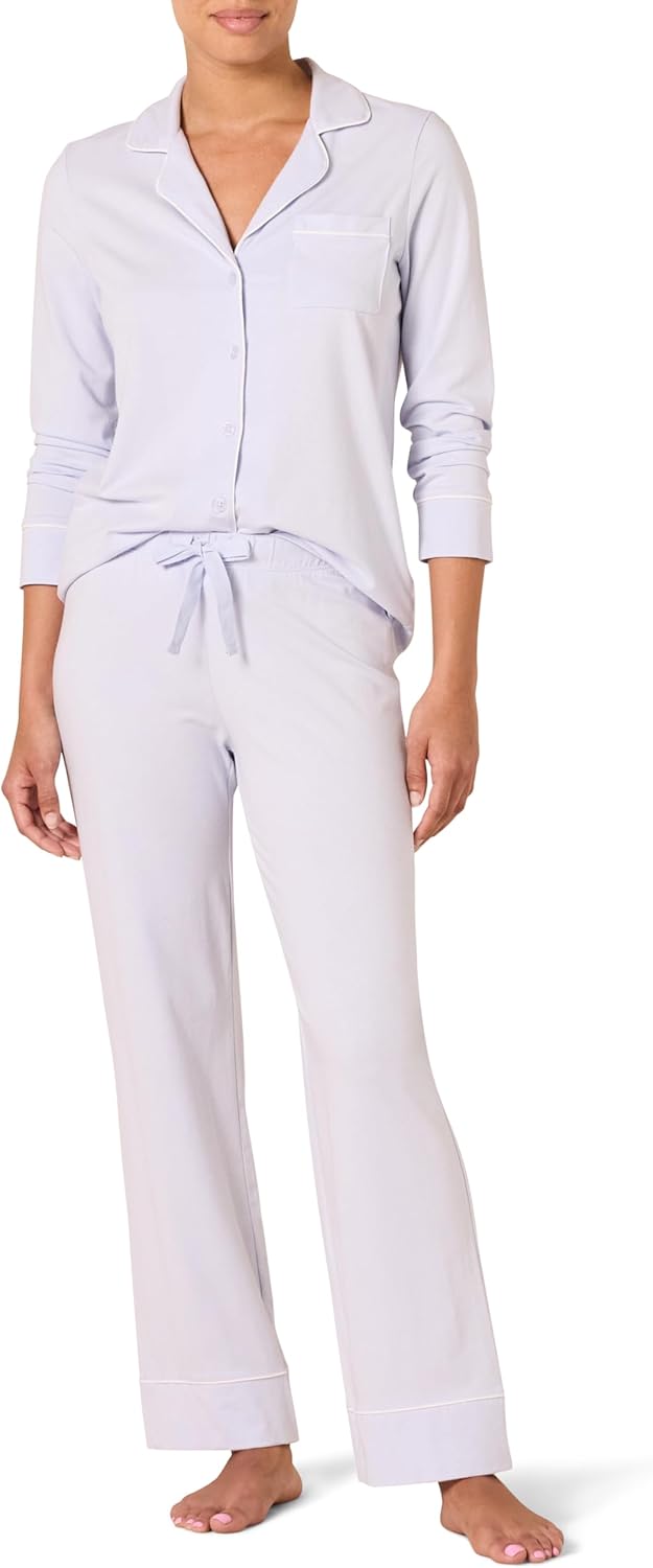 Amazon Essentials women’s cotton modal long-sleeve top and full-length bottom pajama set
