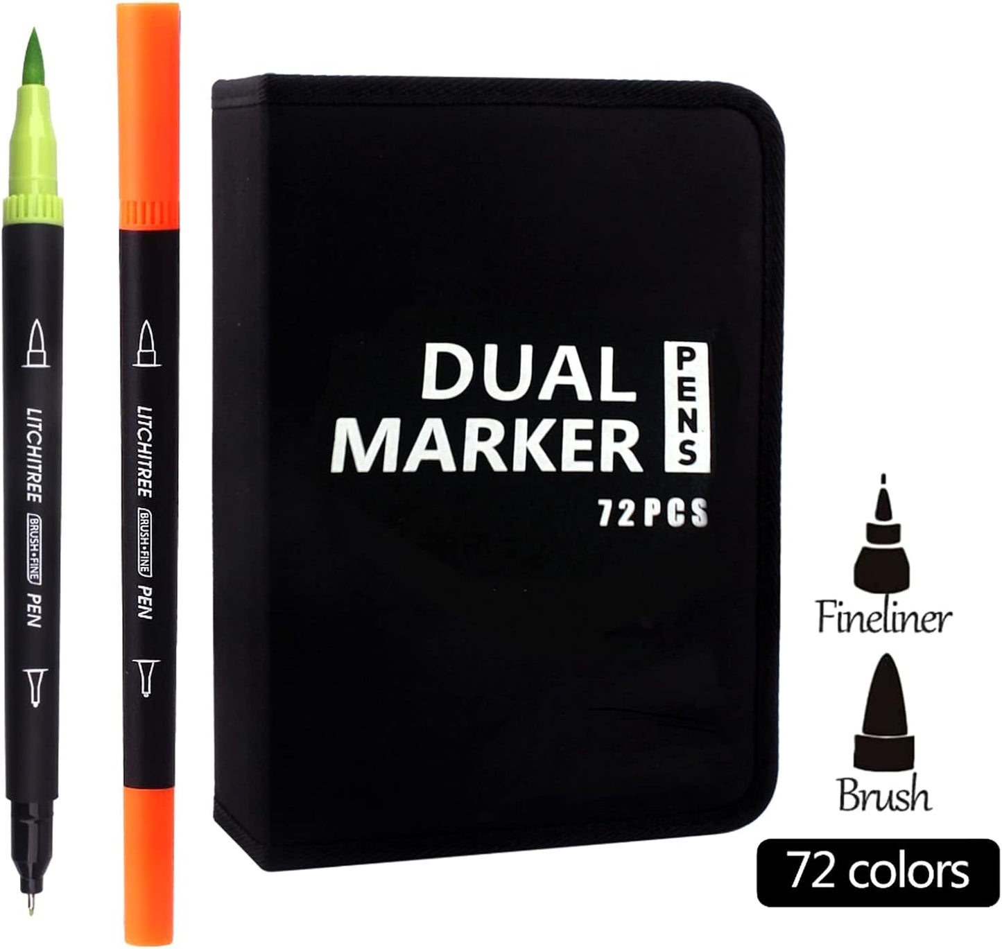 Laconile 72 Brush Marker Pens Dual Tip