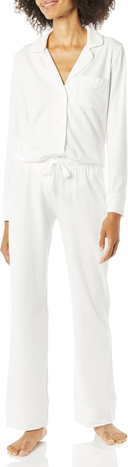 Amazon Essentials women’s cotton modal long-sleeve top and full-length bottom pajama set