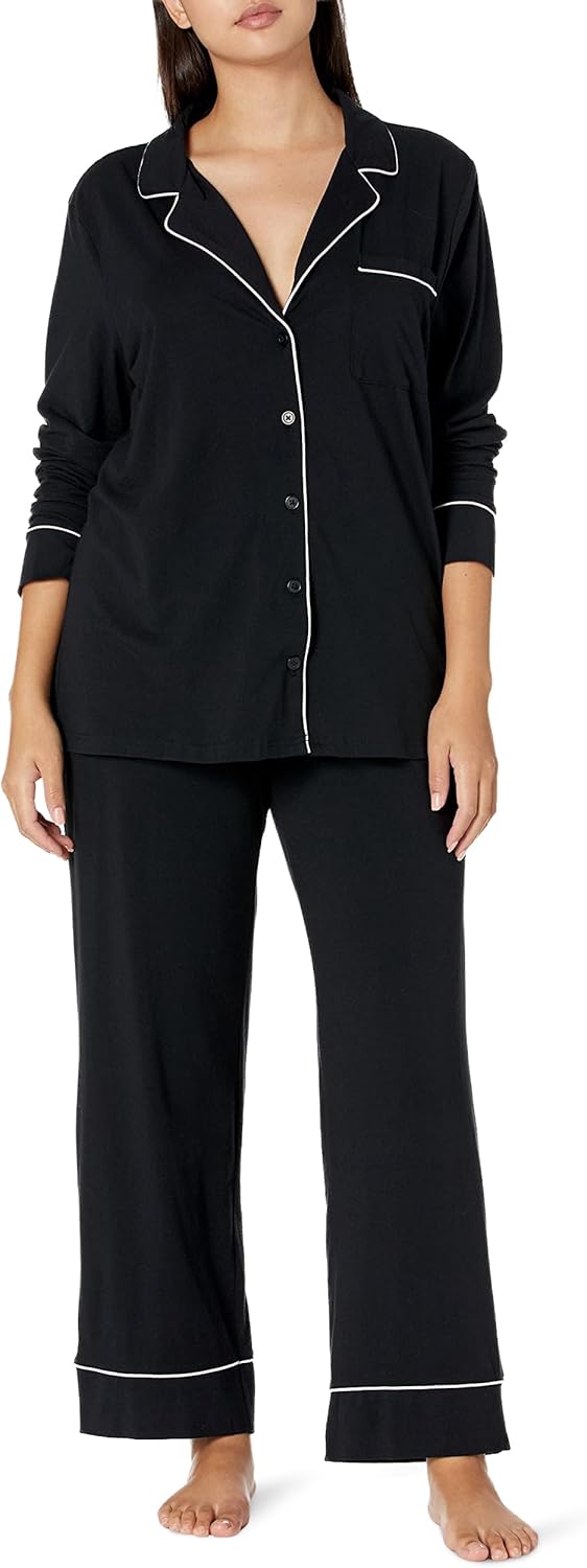 Amazon Essentials women’s cotton modal long-sleeve top and full-length bottom pajama set