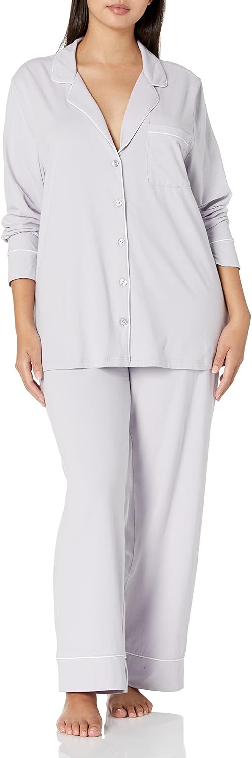 Amazon Essentials women’s cotton modal long-sleeve top and full-length bottom pajama set