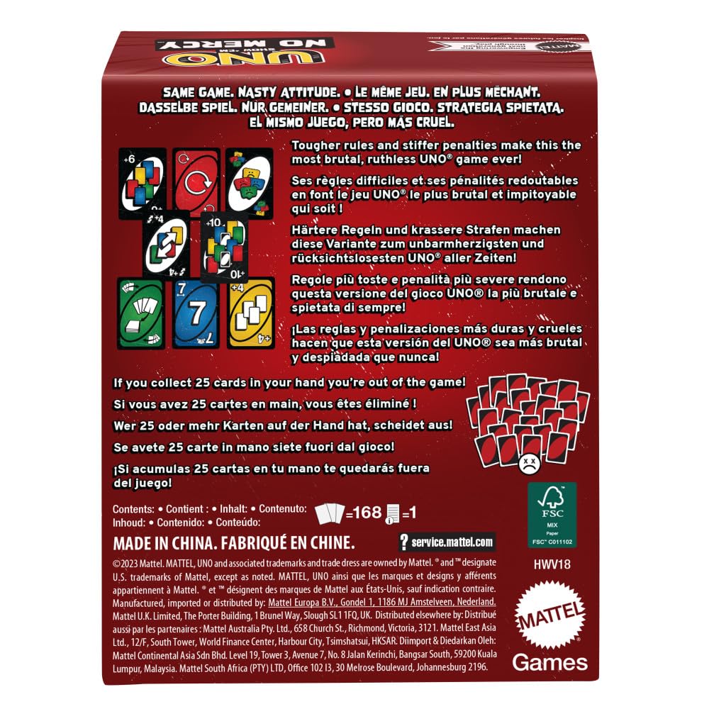 Mattel Games UNO Show ‘em No Mercy HWV18 Kortspel, Engelsk språkversion, Från 7 år