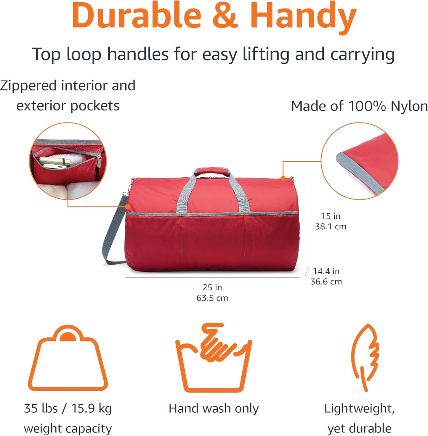 Amazon Essentials Duffel Bag, navy-blue, Large Duffel Bag