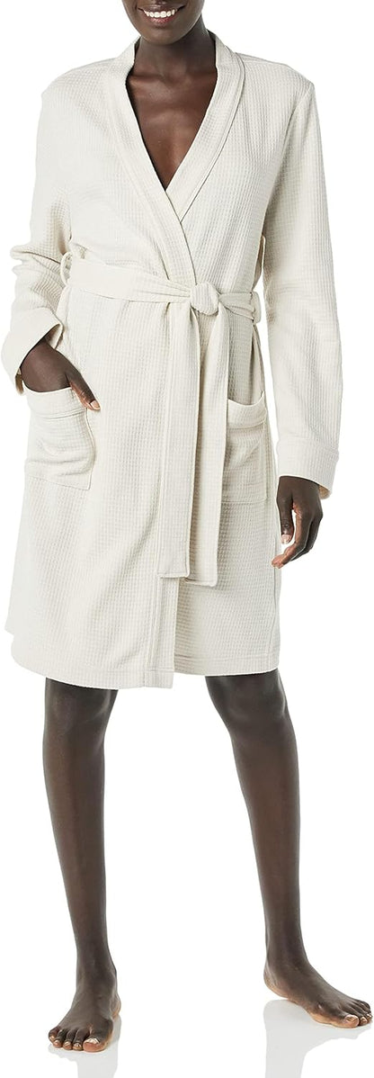 Amazon Essentials women’s lightweight waffle mid-length robe