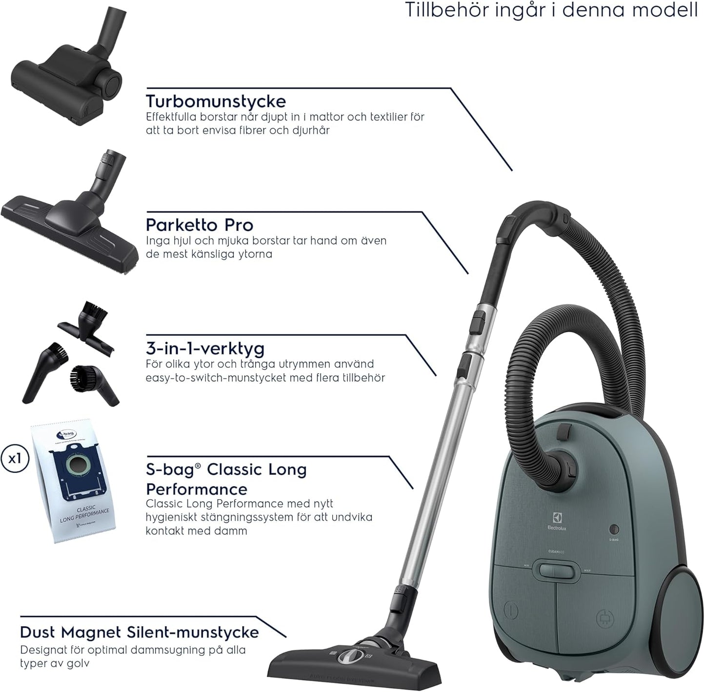 Electrolux E201S Vacuum Bags S-Bag Classic Long Performance, 4 Bags