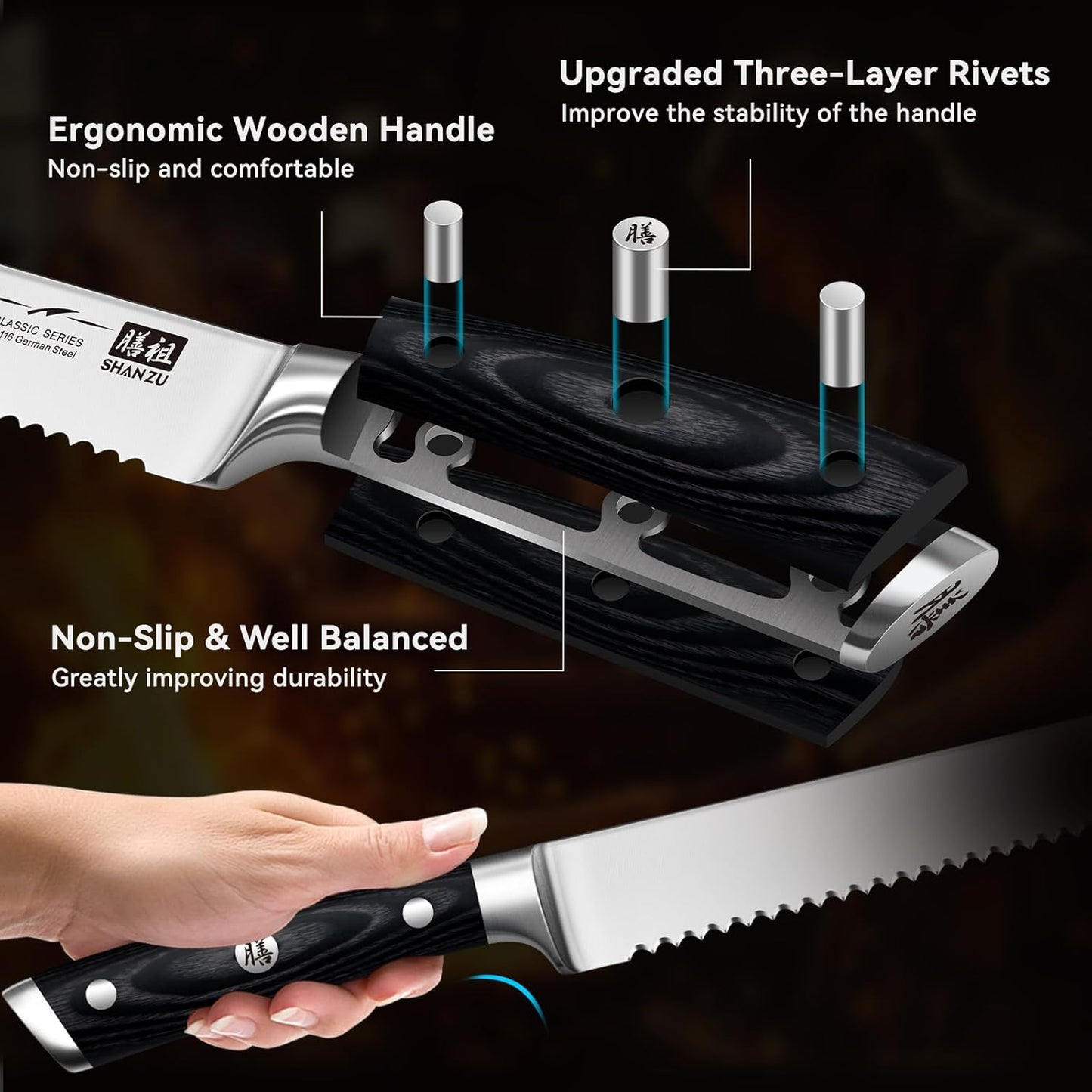 SHAN ZU Santoku Knife 18cm