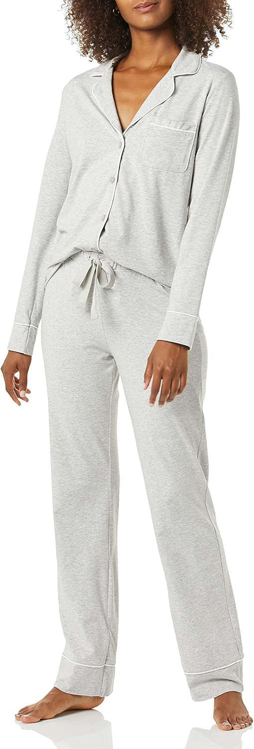 Amazon Essentials women’s cotton modal long-sleeve top and full-length bottom pajama set