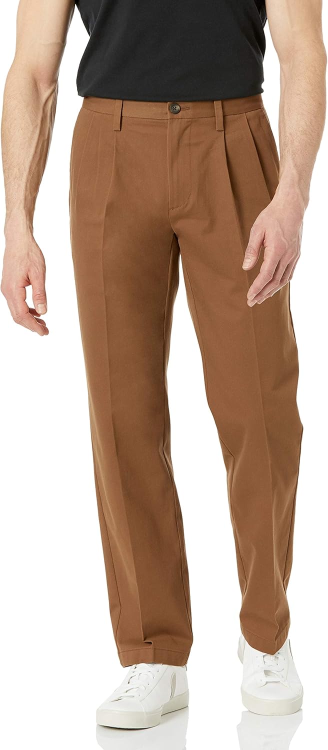 Amazon Essentials men’s classic-fit wrinkle-resistant pleated chino pants