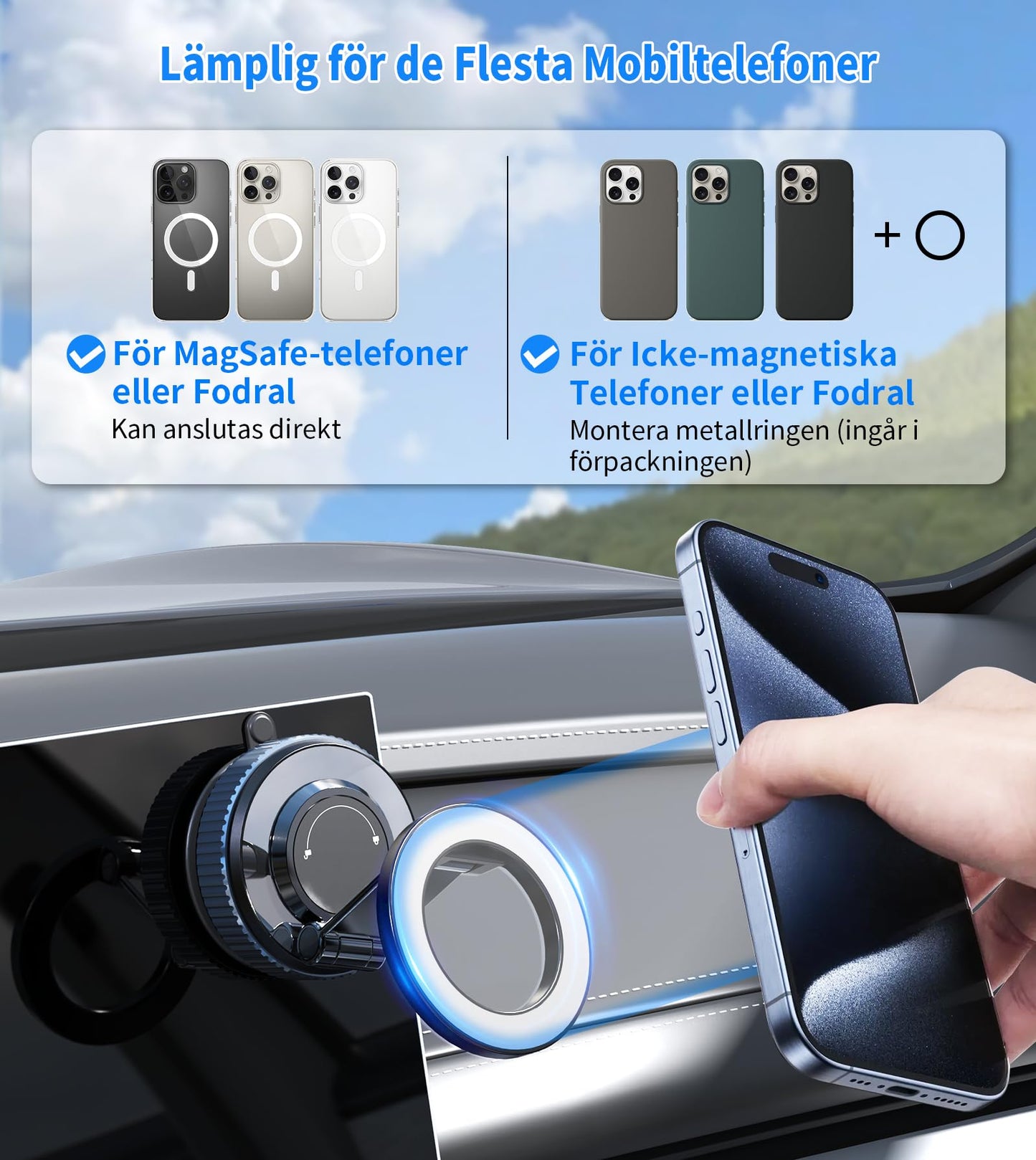 Magnetic Car Phone Mount (MagSafe compatible)