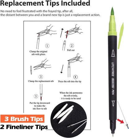 Laconile 72 Brush Marker Pens Dual Tip