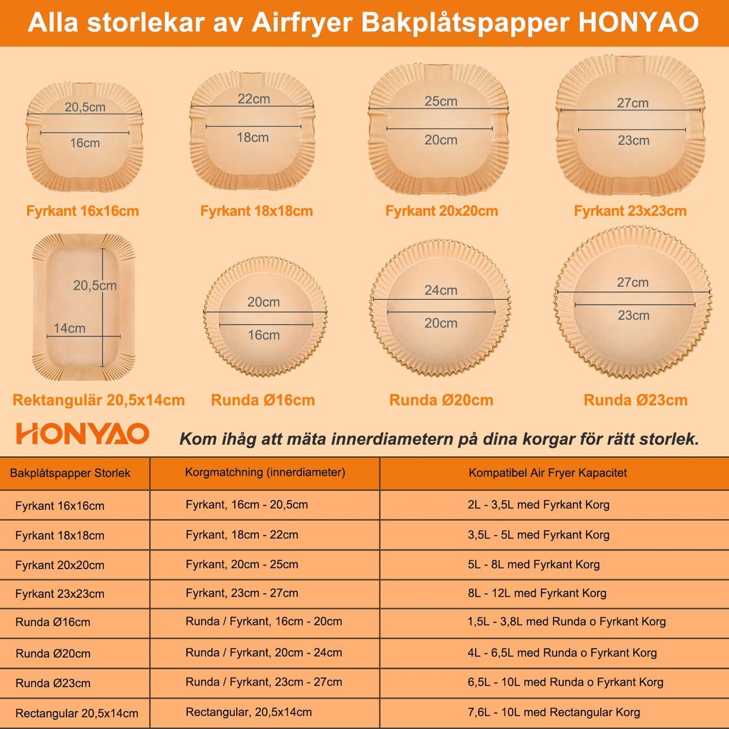 Baking Paper Airfryer with 2 Cooking Zones, 20.5x14cm