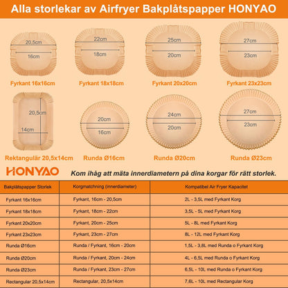 Baking Paper Airfryer with 2 Cooking Zones, 20.5x14cm