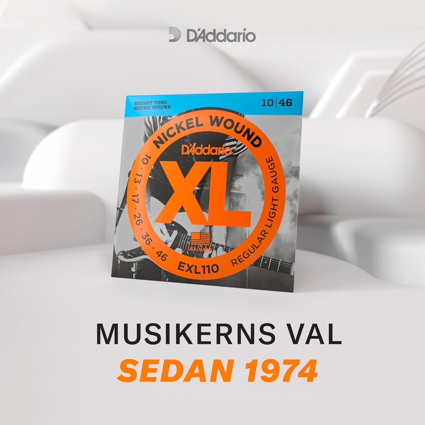 D'Addario Guitar Strings - XL Nickel Electric Guitar Strings - EXL110-3D