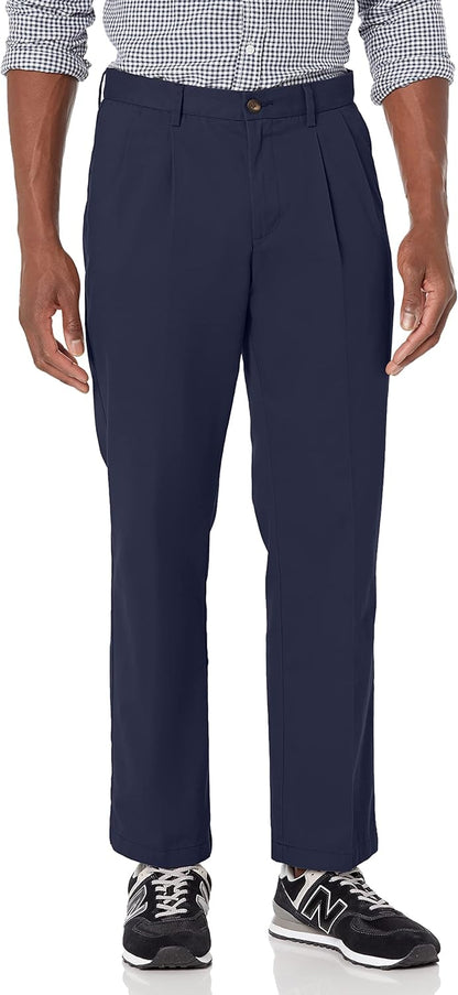 Amazon Essentials men’s classic-fit wrinkle-resistant pleated chino pants