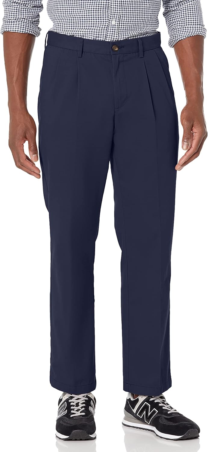 Amazon Essentials men’s classic-fit wrinkle-resistant pleated chino pants