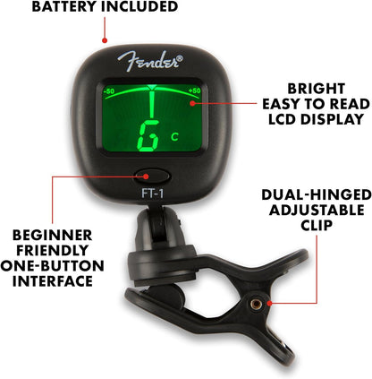 Fender FT-1 Pro Clip-On Tuner LCD Screen