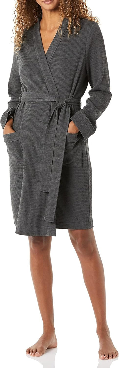 Amazon Essentials women’s lightweight waffle mid-length robe