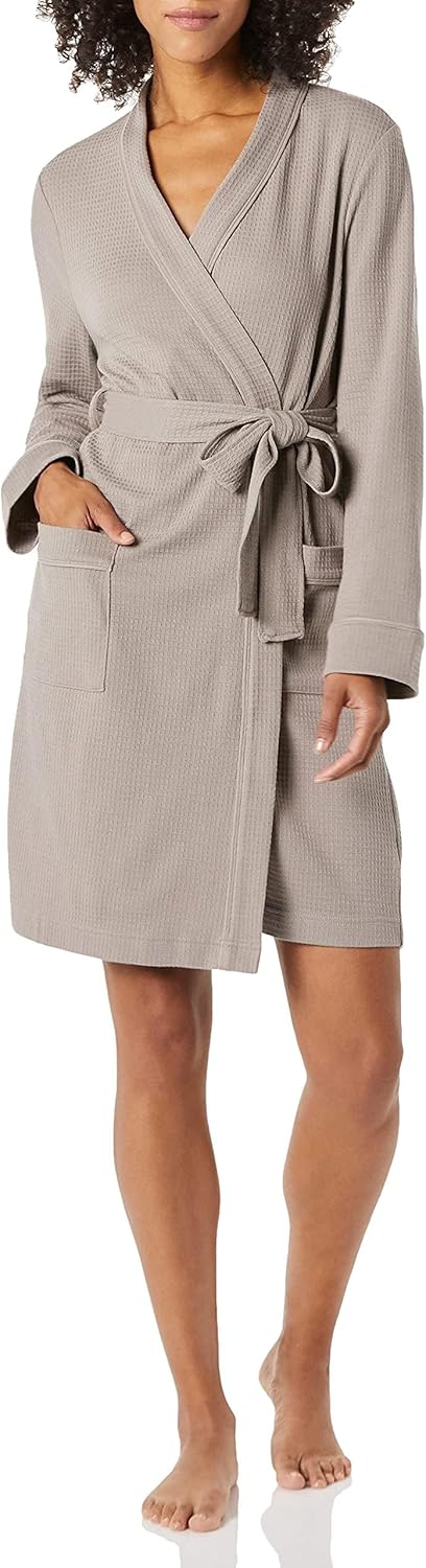 Amazon Essentials women’s lightweight waffle mid-length robe