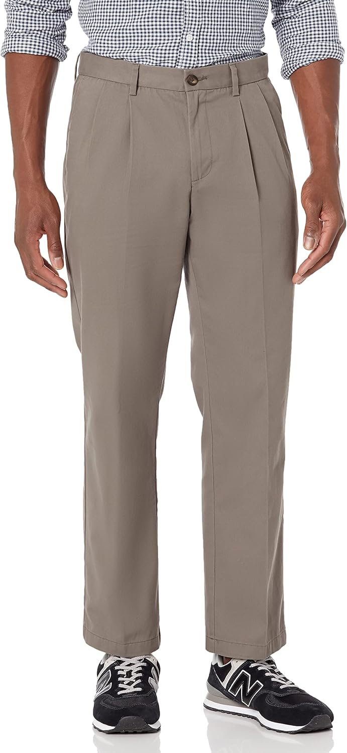 Amazon Essentials men’s classic-fit wrinkle-resistant pleated chino pants