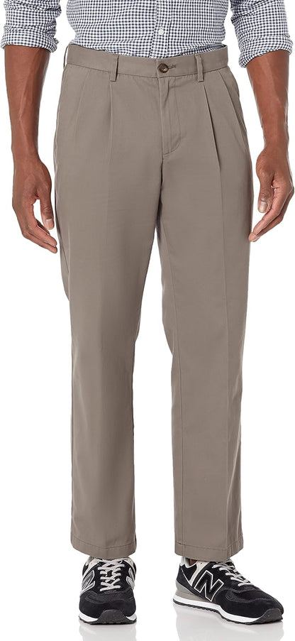 Amazon Essentials men’s classic-fit wrinkle-resistant pleated chino pants