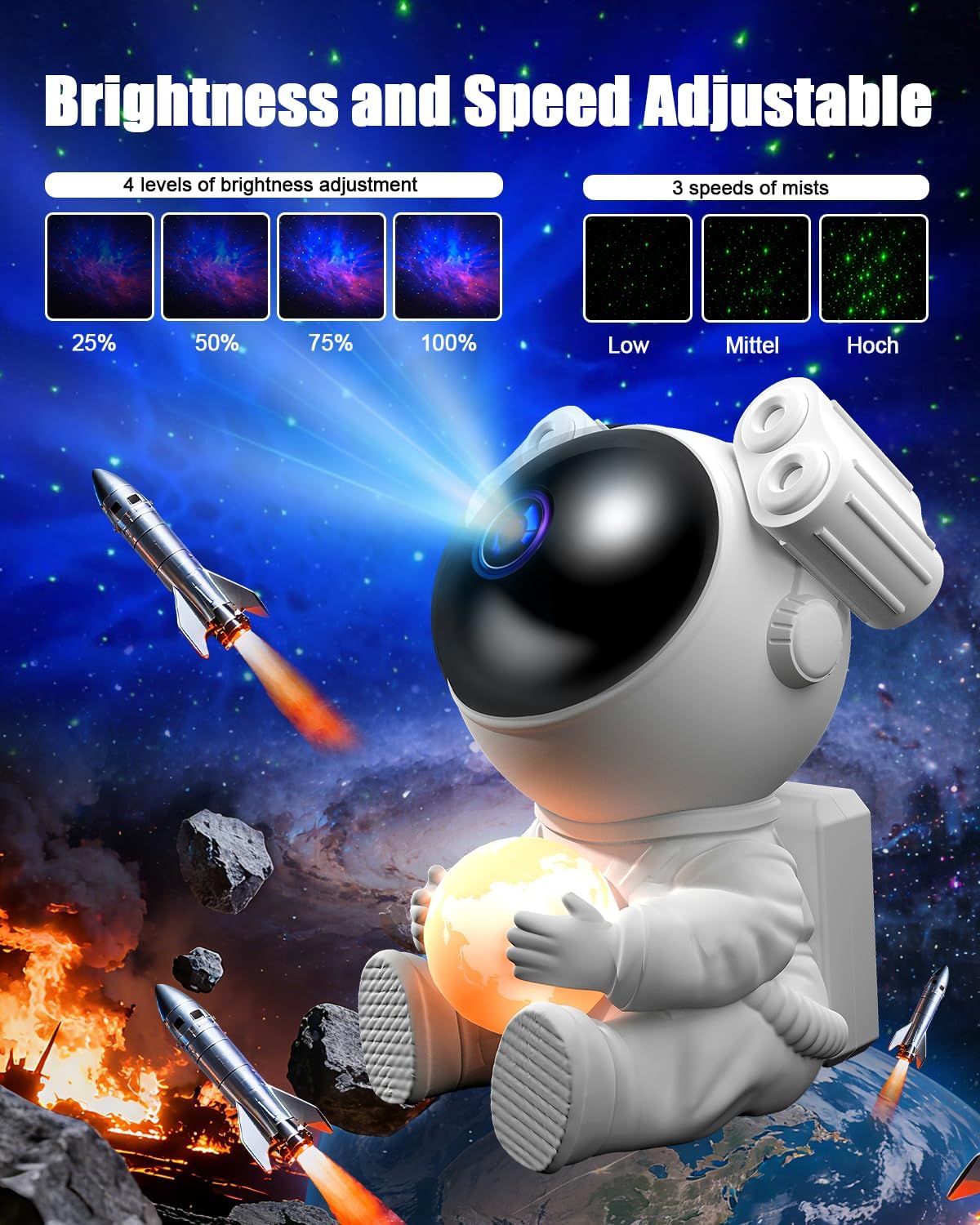 Astronaut Starry Sky Projector Moon Lamp LED Night