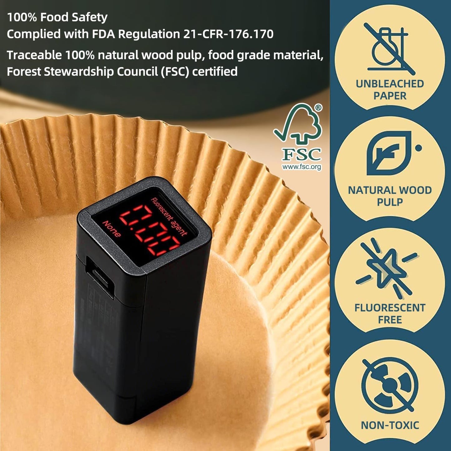 Baking Paper Airfryer with 2 Cooking Zones, 20.5x14cm