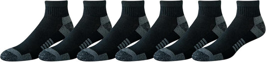 Men's 6 Pack Performance Cotton Cushioned Athletic Ankle Socks