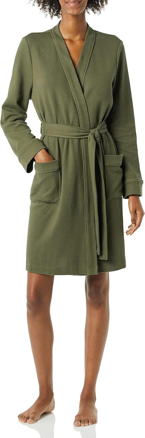 Amazon Essentials women’s lightweight waffle mid-length robe
