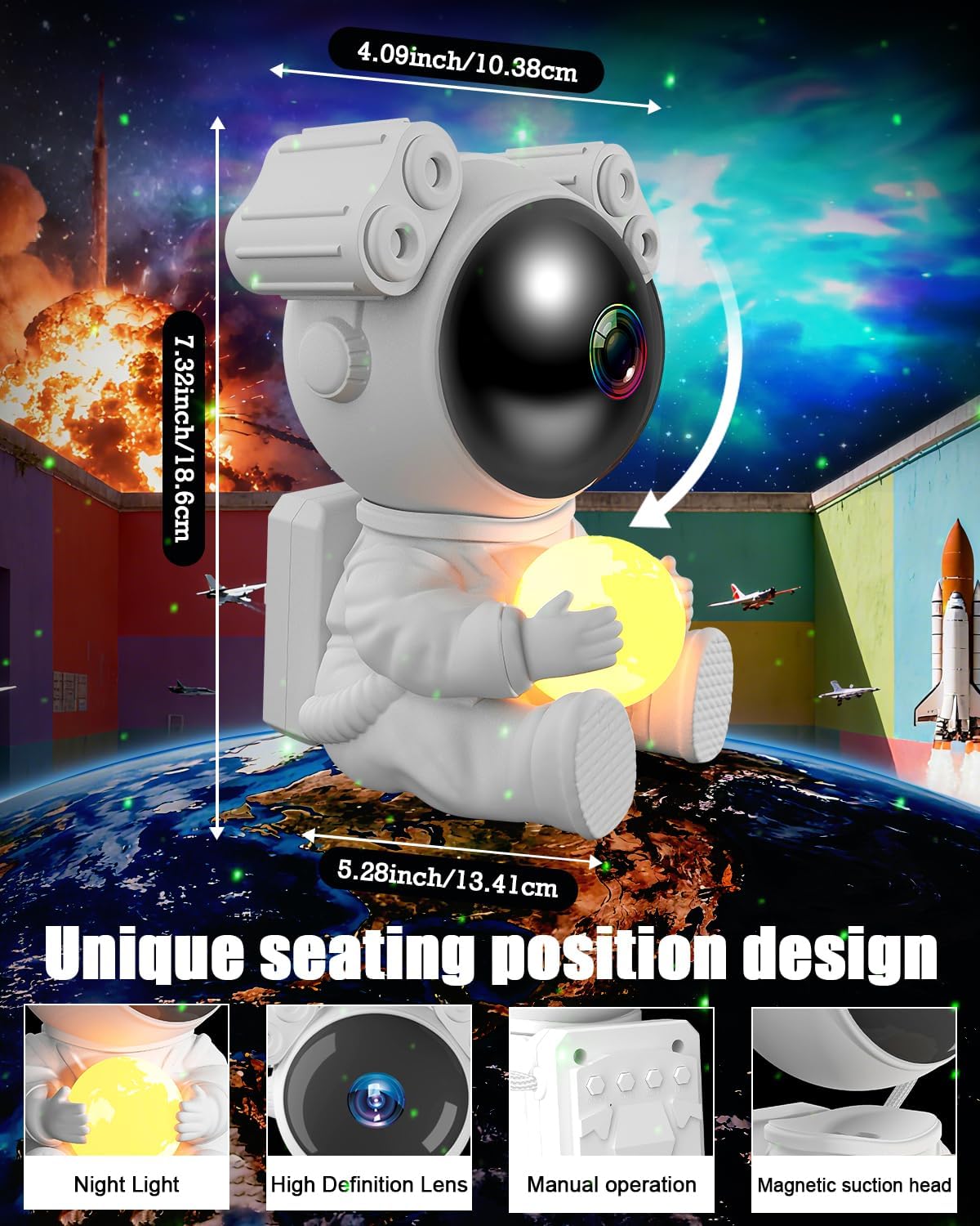 Astronaut Starry Sky Projector Moon Lamp LED Night