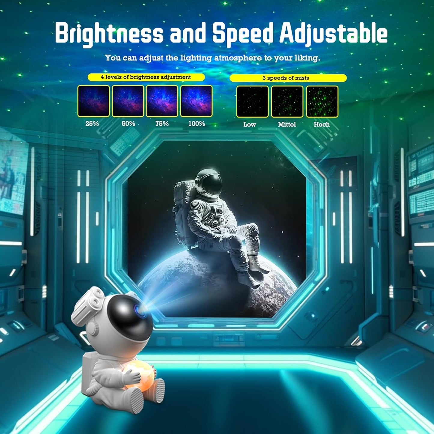 Astronaut Starry Sky Projector Moon Lamp LED Night