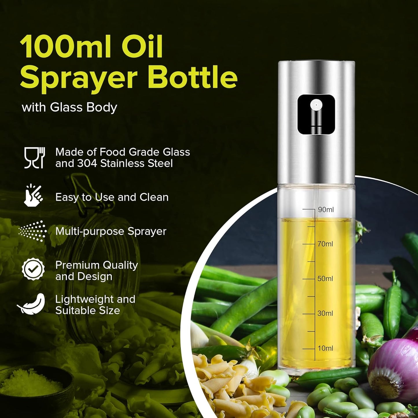 Oil Spray Bottle 100ml Stainless Steel