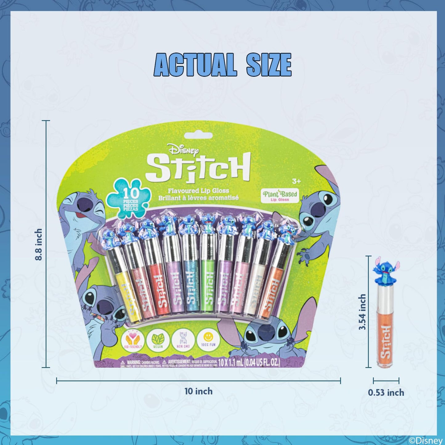 Kids Disney Stitch plant-based lip gloss set - 10 pieces