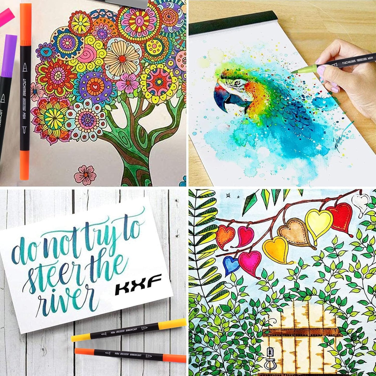 Laconile 72 Brush Marker Pens Dual Tip