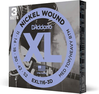 D'Addario Guitar Strings - XL Nickel Electric Guitar Strings - EXL110-3D