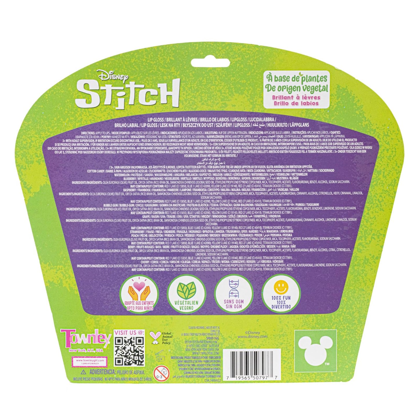 Kids Disney Stitch plant-based lip gloss set - 10 pieces