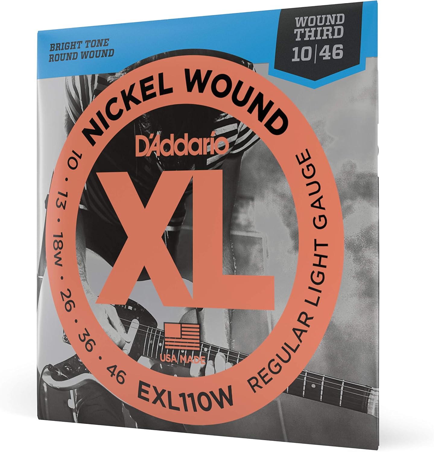D'Addario Guitar Strings - XL Nickel Electric Guitar Strings - EXL110-3D