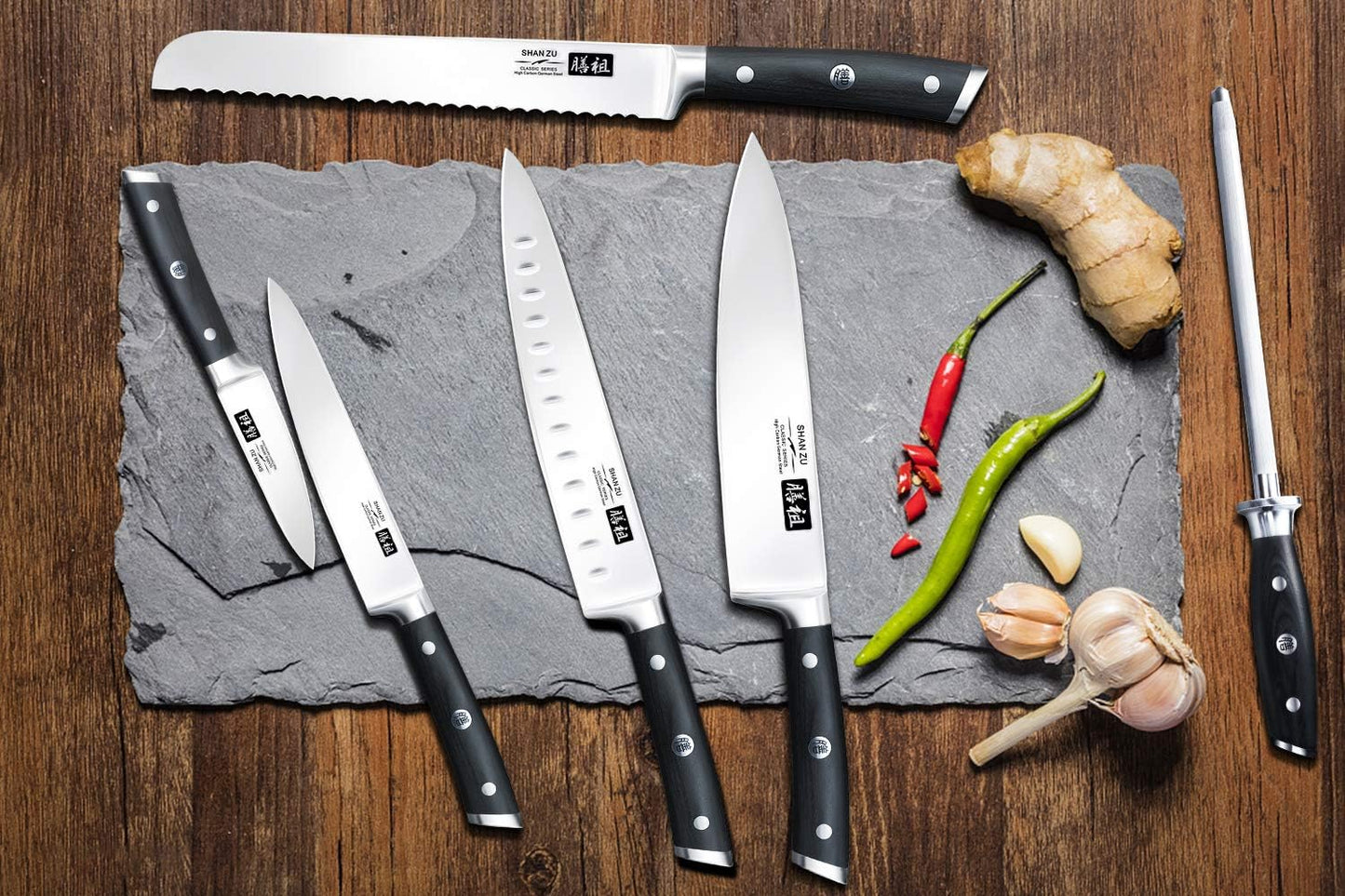 SHAN ZU Kitchen Knives 3 pieces (200mm, 153mm, 95mm)