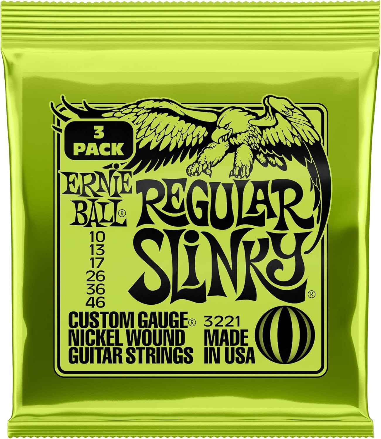 Ernie Ball Regular Slinky Nickel Wound Electric Guitar Strings - 10-46 Gauge