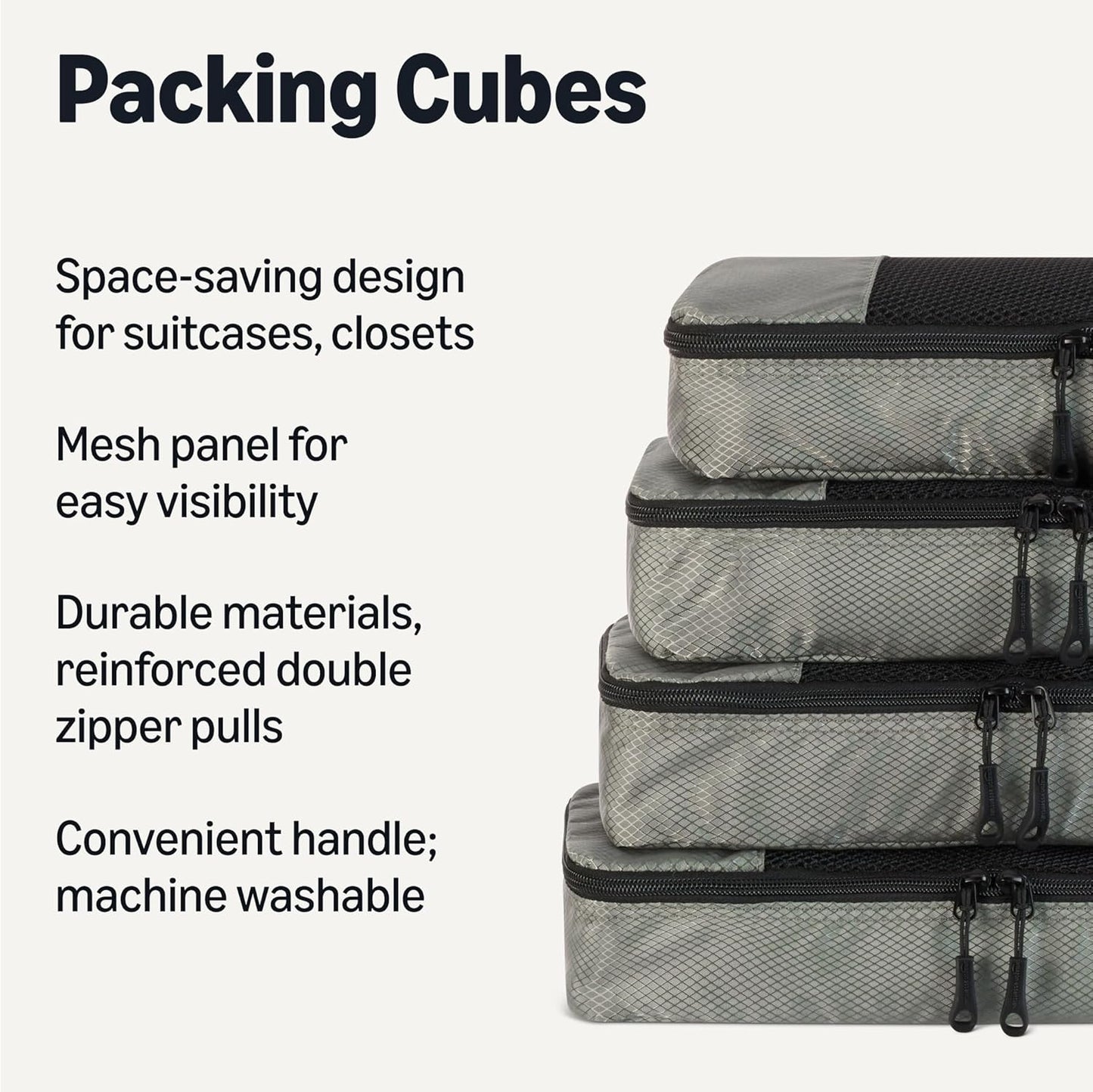 Amazon basics large clothing bags, all grey, M, Pack of 4 x M