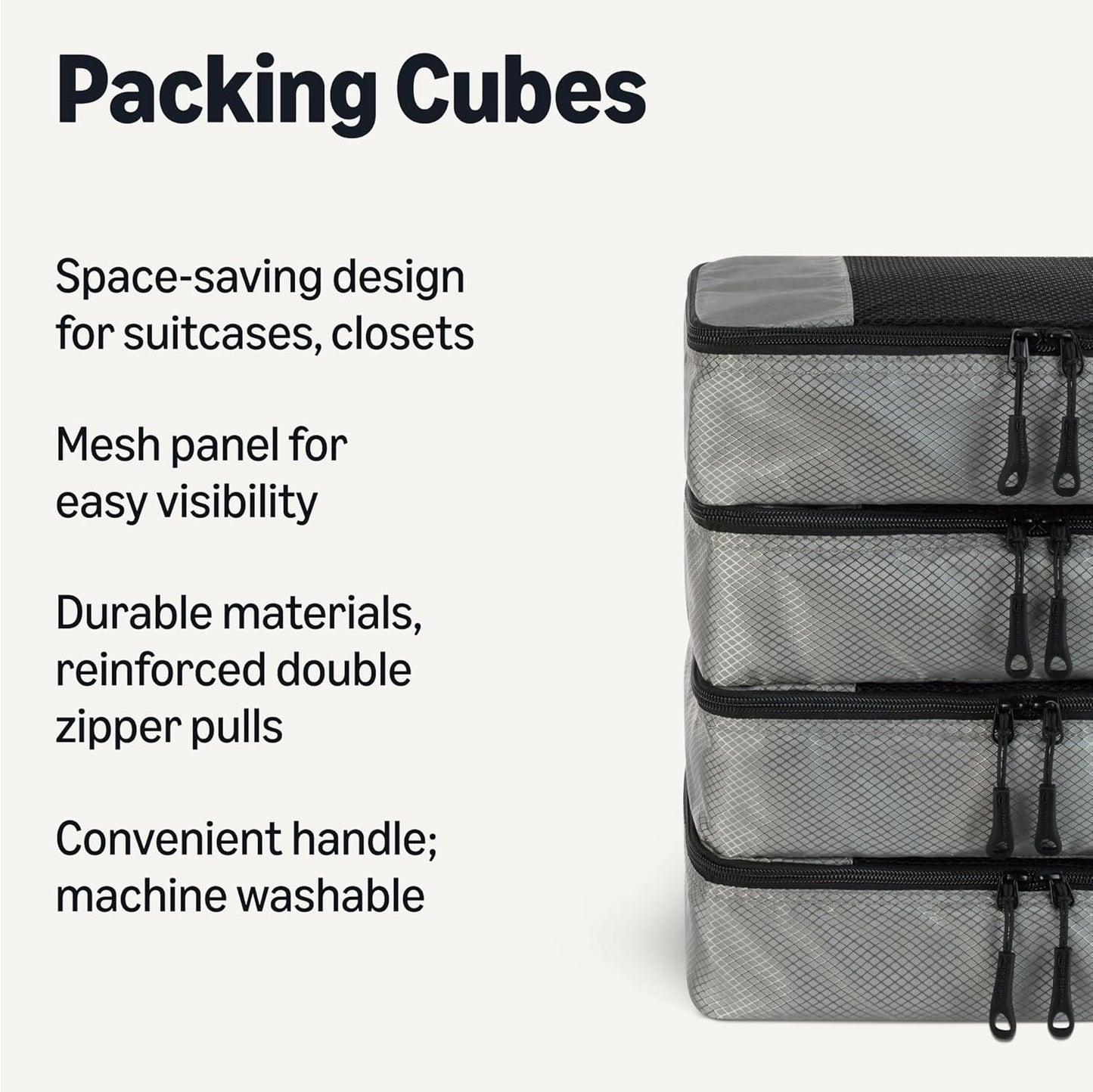 Amazon basics large clothing bags, all grey, M, Pack of 4 x M