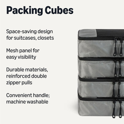 Amazon basics large clothing bags, all grey, M, Pack of 4 x M