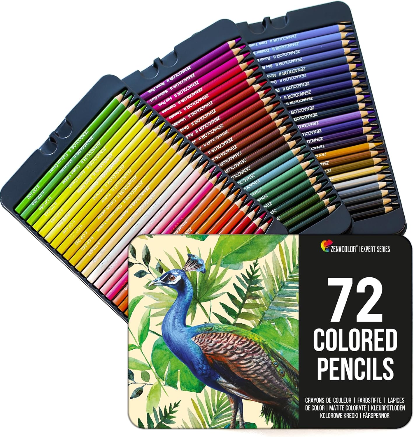 72 Coloured Pencils (Numbered) with Metal Box by Zenacolor